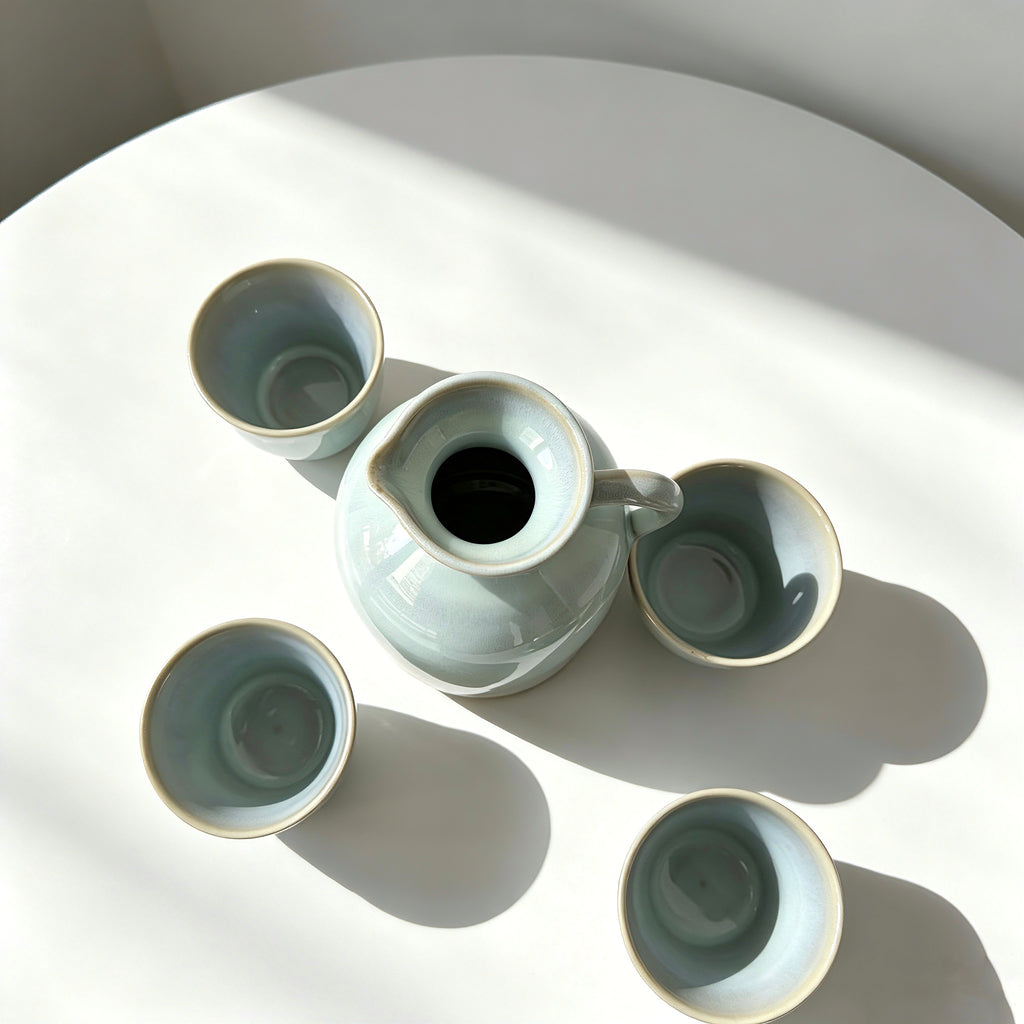 Yunnan Handmade Green Glaze Ceramic Tea Set | 600 Years of Pottery Tradition | Teapot with 4 Cups Gift Set