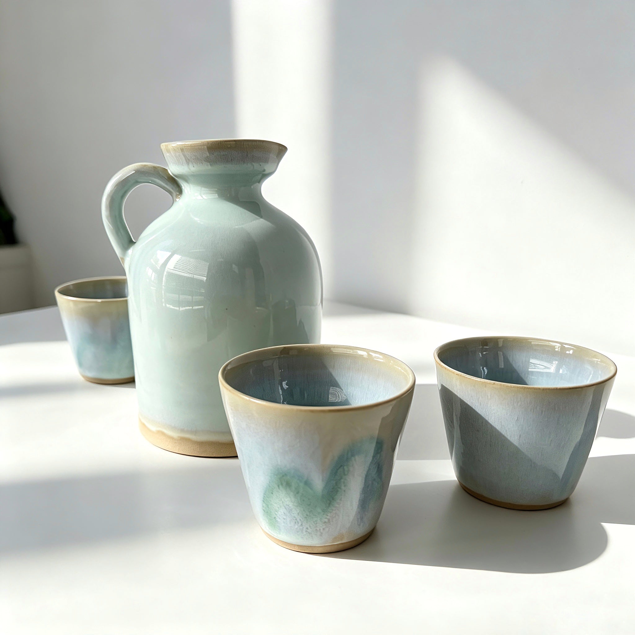Yunnan Handmade Green Glaze Ceramic Tea Set | 600 Years of Pottery Tradition | Teapot with 4 Cups Gift Set