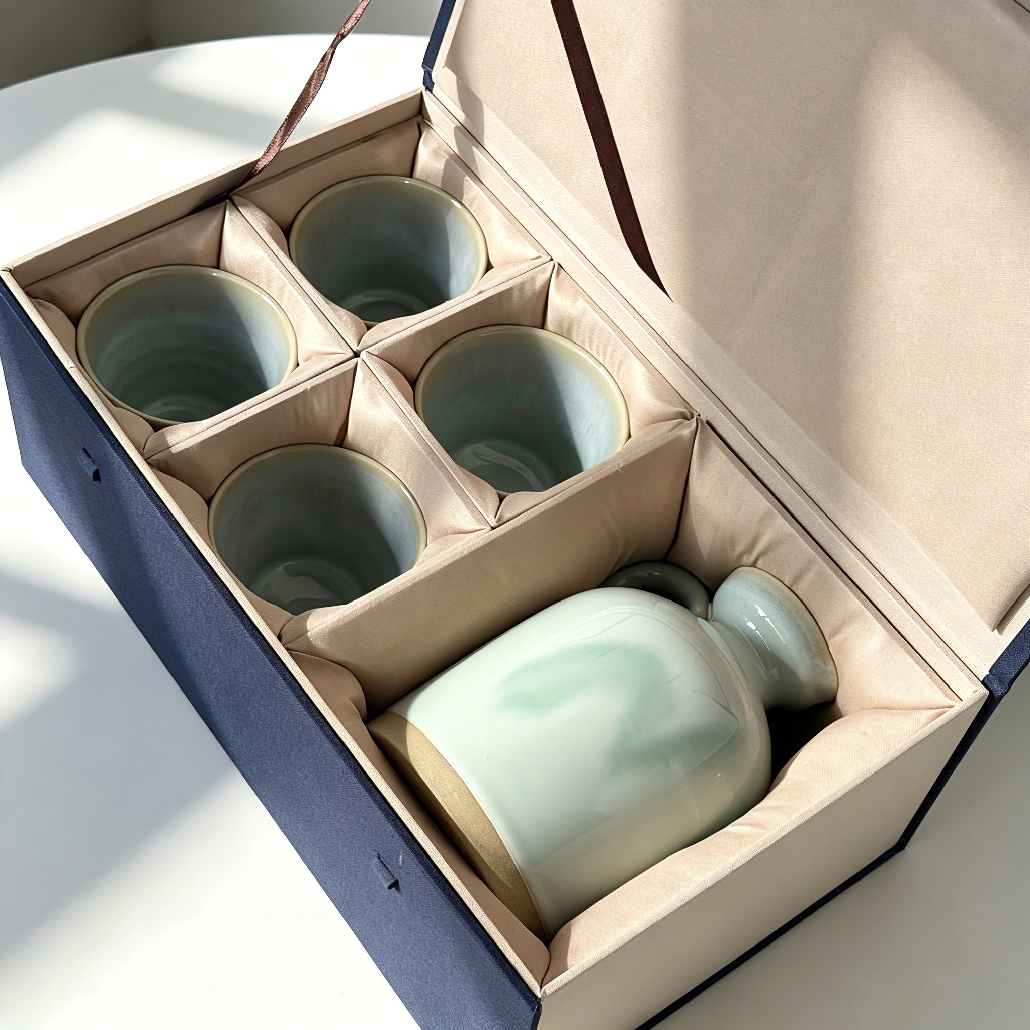 Yunnan Handmade Green Glaze Ceramic Tea Set | 600 Years of Pottery Tradition | Teapot with 4 Cups Gift Set