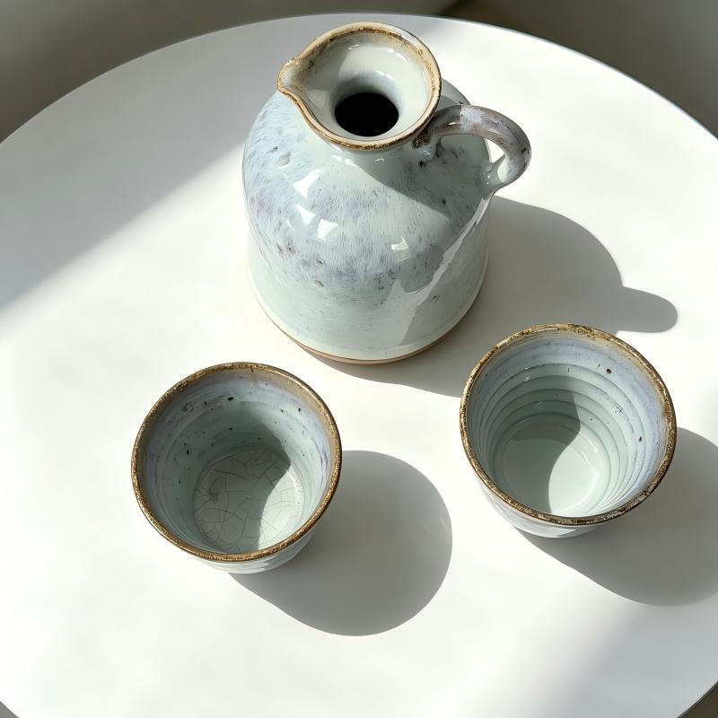 Yunnan Handmade Shino Style Ceramic Tea Set | 400ml Teapot & 2 Cups | High-Fired 1300°C Kiln Craft