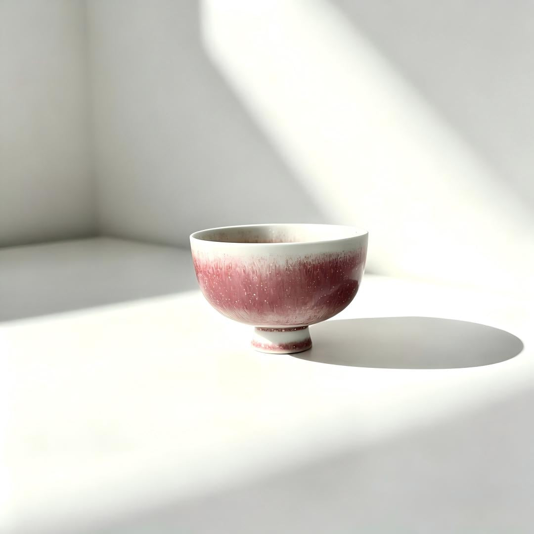 Handmade Pink Glaze Ceramic Tea Cup | Yunnan Kaolin Clay | High-Fired Gift Box Set