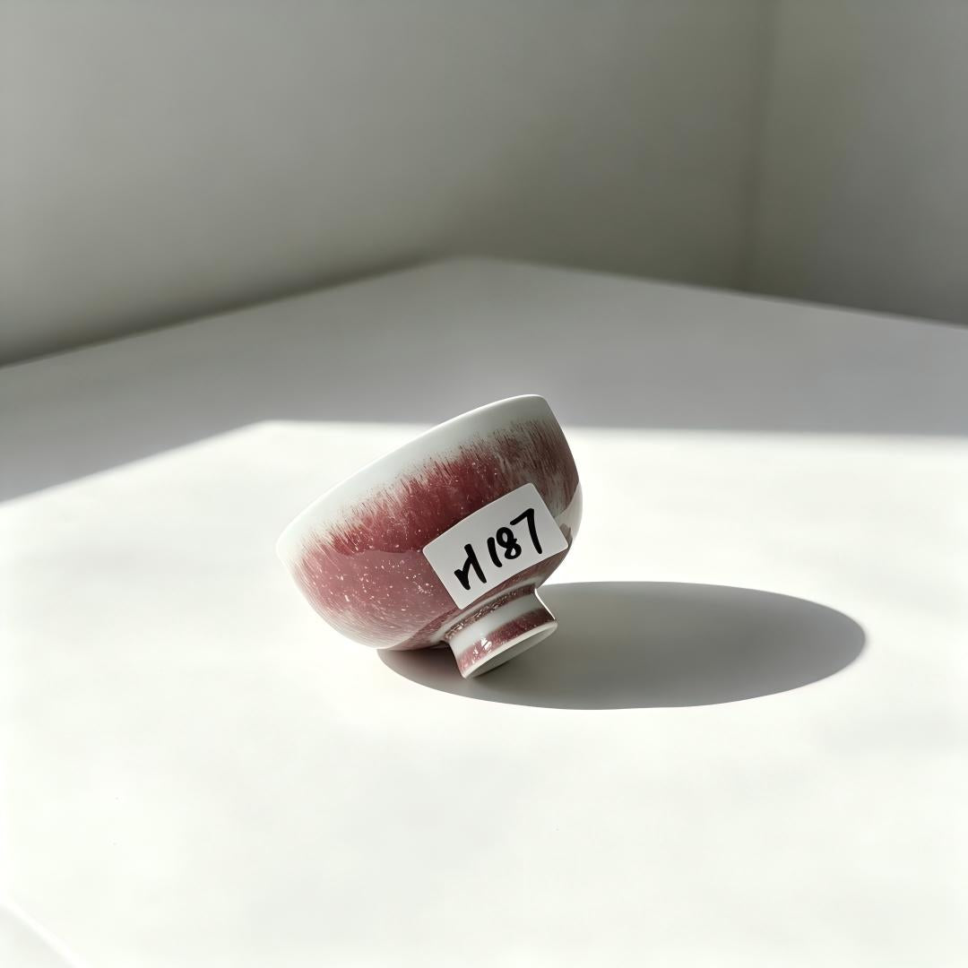 Yunnan Artisan Ceramic Tea Cup | Blush Red Gradient Glaze | 100ml Master Cup Gift Set